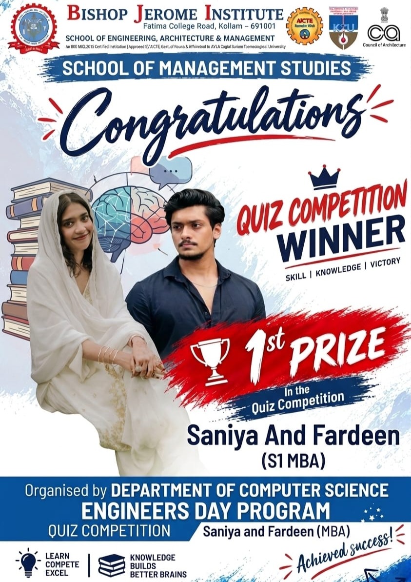Celebrating Excellence: S1 MBA Students Secure Top Honors at Engineers Day Quiz Competition